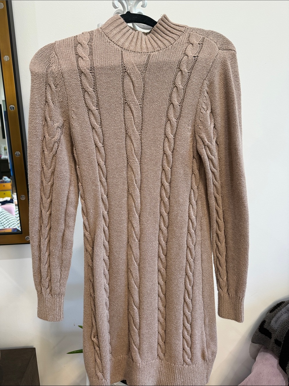 Abercrombie & Fitch Taupe Cable Knit Turtleneck Sweater
